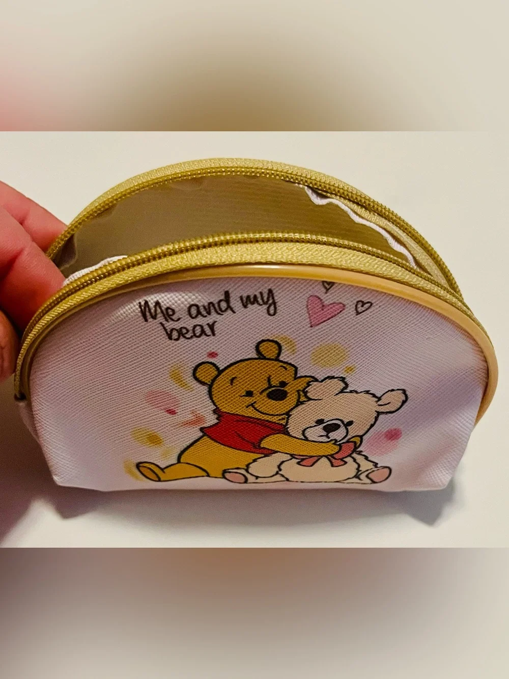 Cute Winnie-the-Pooh 'Me and My Bear' Coin Purse - White & Yellow